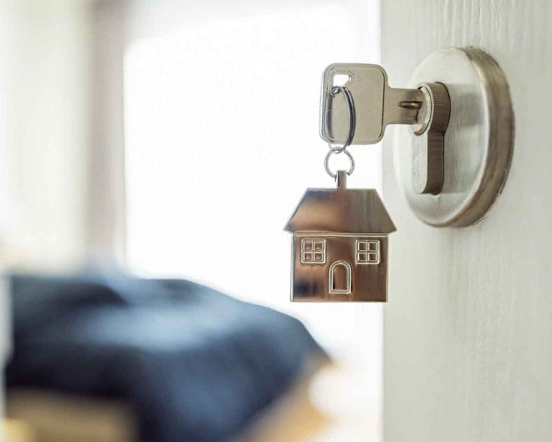 Door opening to an apartment managed by a rental management company
