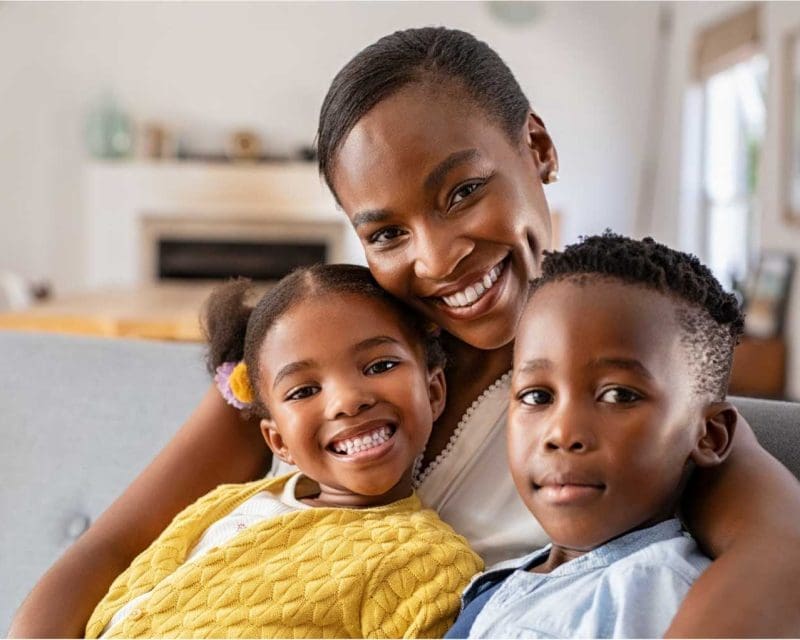 A mother and her two children