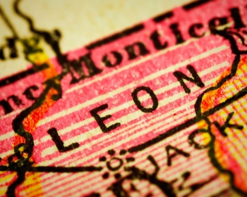 A map showing Leon County
